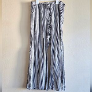 Just Living Striped Wide-Leg Cotton Linen Blend Casual Pants Size L